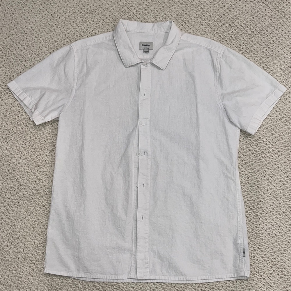 Rhythm White Casual Button Down Shirt
